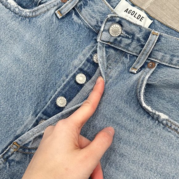 Agolde Riley High Rise Straight Crop Jeans in Curio Light Wash Denim Size 28 - Picture 5 of 16